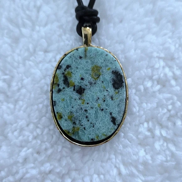 Atterri🛬 Reconstituted Stone on a Black🖤 Waxed Cord Necklace - NIB - Picture 5 of 16